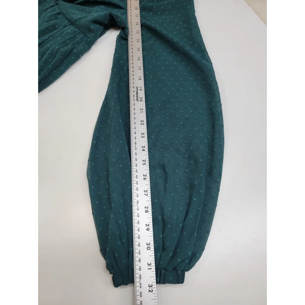 ASOS Design Maternity Dress US 8 Teal Swiss Dot Chiffon Long Sleeve Midi